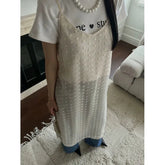 LIZAKOSHT - 3D Jacquard Stacked Long Sweet Strap Skirt