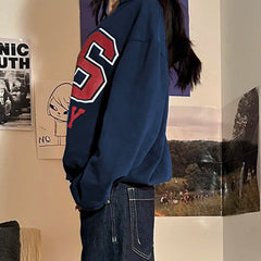 LIZAKOSHT  -  Harajuku Digital Printed Loose Autumn Jacket Women Hooded Zipper-Up Casual Preppy Style Hoodies Korean Outwear Girls