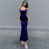 LIZAKOSHT - autumn and winter new style waist-hugging slim hip-packing sexy backless fishtail skirt party dress