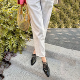 LIZAKOSHT - Fashion Pumps New High Quality Genuine Leather Pointed Strap Low Heel Leather Shoes Women's Heels Women's Shoes