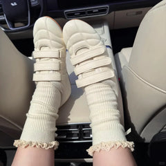 LIZAKOSHT - Brand Designer Comfy Walking Cream Flat Sneakers Fashion Leisure Silver Casual Shoes Women Flats Chic Black Hook&Loop Mary Janes