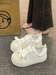 LIZAKOSHT - Small White Shoes Wedge Basket 2024 Casual Female Sneakers Clogs Platform Designer Brand Luxury Women All-Match Sports Creepers