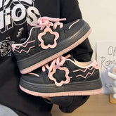 LIZAKOSHT - Black Shoes for Women Kawaii Splice Korean Style Women Sport Sneaker Niche Low-top Fashion Casual Versatile Ladies Shoes