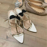 LIZAKOSHT - French Niche Bow Sandals 2025 Summer New Leather Open Toe Sexy Women'S High Heel Dress Sandals