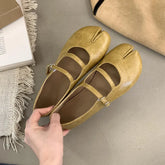 LIZAKOSHT  -  Spring New Tabi Ninja Shoes Women Round Spilt Toe Shallow Buckle Ballet Shoes Fashion Eelgant Low Heels Mary Jane Single Shoes