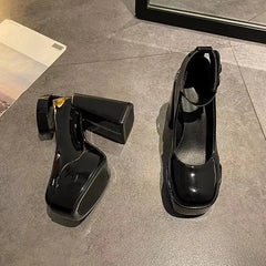 LIZAKOSHT - New Brand Women Sandals Summer Shoes Sexy Thick High Heels Platform Black Coarse Heel Party Wedding Shoes Woman Pumps