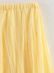 LIZAKOSHT - Fashion Women's Pleated Skirts 2025 Summer Chic Causal Elastic Waist Solid Skirts Sweet Ladies High Street Skirts