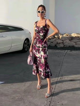 LIZAKOSHT  -  Elegant Floral Fruit Patterned Slip Dress For Women Square Collar sleeveless Hip Package 2025 Female Party Vacation Chic Dresses