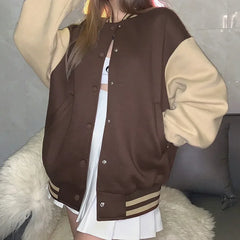 LIZAKOSHT - Autumn and Winter Women's New Trendy Street Style Wild Loose Long-sleeved Cardigan Fashion Baseball Uniform Jacket Women