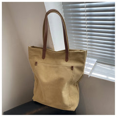 LIZAKOSHT - Large Capacity Canvas Bag Shoulder Handbag Student Class School Bag Commuting Tote Bag Simple Casual Backpack