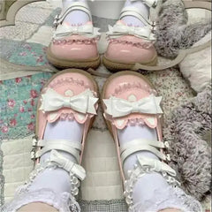 LIZAKOSHT - Original Cute Japanese Lolita Big Head Shoes Women Flat Bottom Versatile Student Single Shoes Kawaii Loli Girl Princess Shoes