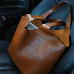 LIZAKOSHT - Brown Soft Leather Large Capacity Tote Bag Women's New Luxury Matte High-End Feeling Lady Handbag and Purse Bolsa Feminina