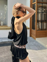 LIZAKOSHT - Sexy Halter Neck Leopard Tunics Mini Vacation Dress Streetwear Women Chic Hollow Out Backless Short Evening Party Dresses