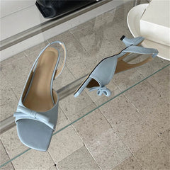 LIZAKOSHT - Fashion Elegant Square Toe Butterfly Knot Women Sandals Summer Thin Low Heels Banquet Dress Casual Shoes