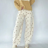 LIZAKOSHT - Polka Dot Jeans Women Y2K Print High Waisted Wide Leg Denim Pants Vintage Stretchy Boyfriend Jeans 90s 00s Streetwear