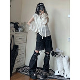 LIZAKOSHT - Y2k Harajuku Women's Kint Sweater Rabbit Ear Knitwear Hollow Out Grunge Pullovers Spring Oversize Gothic Jumper Korean