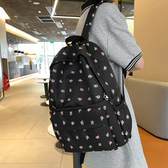 LIZAKOSHT - Cute Casual Floral Prints Women Backpack Girls Bookbags Large Capacity Students Khaki School Book Bags Travel Backpack Mochilas