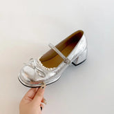 LIZAKOSHT - Designer Spring Autumn Thick Heel Women Mary Jane Shoes Concise Butterfly-knot Single Shoes Ladies Elegant Dress Leather Pumps
