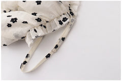 LIZAKOSHT - Women's Japanese Flocked Small Flower Suspender Dresses Female Summer One-Sholuder Collar Temperament Slim Short Sling Dress