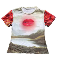 LIZAKOSHT - Subcultural Fashion Printed Round Neck Short Sleeved Top 2024 Summer New Spicy Girl Slim Fit Show Navel T-shirt Trendy