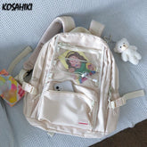 LIZAKOSHT - Korean Ins Preppy Solid Simple Backpack High-capacity Casual Travel Schoolbag Y2k All Match Women Vintage Backpacks for Students