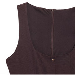 LIZAKOSHT - Elegant Single-Breasted Belt Sling Dress Women Fashion Sleeveless Waist-Cinching Pleated Robe 2025 Female Office New Dresses