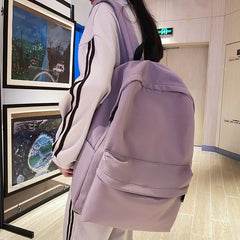 LIZAKOSHT - Solid Color Women Backpack Japanese School Bags For Teenager Girls Bookbag Simple Nylon Travel Backbag Ladies Student Bags