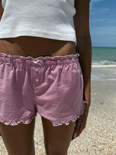 LIZAKOSHT - Pink Plaid Ruffles Straight Shorts Women Summer Two Buttons Bows High Waist Short Pant Female Casual Sweet Home Boxer Shorts New