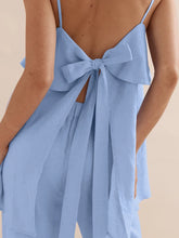 LIZAKOSHT - Casual Blue Ladies Pajama Suit Backless Nightie Sexy Tank Tops Nightwear Spaghetti Strap Nightgown Pants Home Clothes