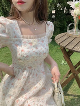 LIZAKOSHT - Square Collar Causal Lace Patchwork Women Dress All Match Floral Print Dresses Chic Fashion Elegant Vestido De Mujer