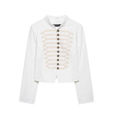 LIZAKOSHT - Stylish Single-Breasted Loose Jacket Women Stand-Collar Long-Sleeved Splicing High-Street Jacket Spring Autumn Street Coat