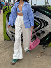 LIZAKOSHT - Women Fashion Chic Striped Shirt With Lingerie Casual Lapel Single-breasted Long Sleeve Shirts 2024 New Loose Lady Pocket Blouse