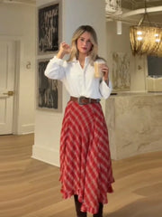 LIZAKOSHT - Fashion Plaid Pleated A-line Skirt Elegant Modest Delicate Design Sense Skirts Lady New Holiday Club Party Popular Streetwears