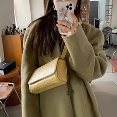 LIZAKOSHT - New Fall Casual Ladies Handbags Glossy Patent Leather Flap Vintage Underarm Hobo Purse Fashion Luxury Women's Shoulder Bags