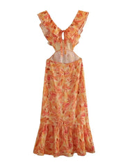 LIZAKOSHT - Spaghetti Strap Nightdress Summer Vest Dress V Neck Ladies Nightgown Printed Sleeveless Ankle Length Sleepwear For Female