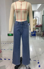 LIZAKOSHT  -   Vintage Women Mid Rise Baggy Jeans Fashion Casual 3D Bow Straight Leg Denim Pants with Pockets Y2K Retro Streetwear