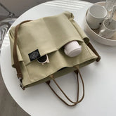 LIZAKOSHT - Japanese Multi-pocket Handbag Large-capacity Canvas Tote Bag Simple School lady bag One-shoulder Men's and Women's Messenger Bag