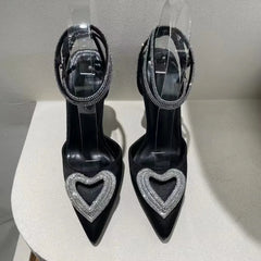 LIZAKOSHT - Rhinestone Pointed Toe Pumps Women 2024 New Summer Elegant Office Dress Shoes Designer Shoes Sexy Luxury High Heels Sandals