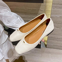 LIZAKOSHT - brief style women moccasins meatal decoration slip on loafers square toe soft leather flats women working shoes big size 43