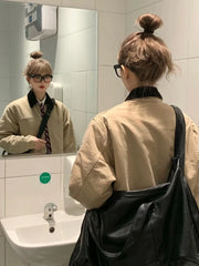 LIZAKOSHT - Korean Version of Versatile Slimming Collared Jacket, Workwear Jacket, 2024 Spring New Item, Small Casual Short Top for Women