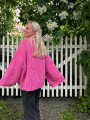 LIZAKOSHT - Sweet Rose Red Women Loose O-neck Pullover Elegant Long Flare Sleeve Casual Knitted Sweater Autumn Lady Commute Streetwear