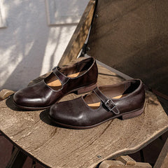 LIZAKOSHT - Fashion Women's Shoes New High Quality Genuine Leather Round Head Mary Janes Leather Shoes Daily Commuter Women's Shoes