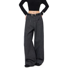 LIZAKOSHT - Women Vintage Baggy Stripe Jeans High Waist Grunge Denim Trousers 2000s Y2k Harajuku Aesthetic Pants Trashy Clothes