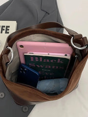 LIZAKOSHT - Retro Contrasting Color Bucket Bag for Women New Autumn Winter Large Capacity Commuting Underarm Shoulder Bags