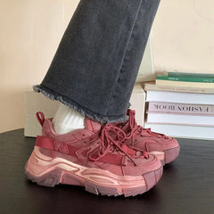 LIZAKOSHT Retro Red Women Chunky Sneakers Designer vintage Girls Sports Shoes Fashion Casual Tenis Woman