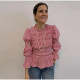 LIZAKOSHT  -  Plaid Pleated Long Sved Flared Slim Fit Women's irt Polyester Fabric round Ne Long Sve European Sle Spring