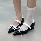 LIZAKOSHT - Hot Seller Pointed Toe Mary Shoes Women Autumn new Sexy Mid Heels Sandals Large Size 34-43 Chunky Lace Up Shallow Shoes