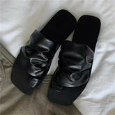 LIZAKOSHT - New Fashion Pleated Flat Heels Women Slippers Comfortable Clip Toe Daily Casuals Shoes Summer