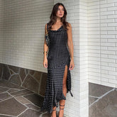 Lizakosht Summer Dress Vintage Outlet Korean Style Beach Outfits For Kaftan Women Party Nightclub Wave Point Printing Sling Swings