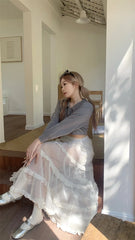 LIZAKOSHT - Kawaii Lace Mesh Long Skirt Women Summer 2024 Sexy Beach Sweet Cute Party Korean Fashion Lady Skirt Y2k